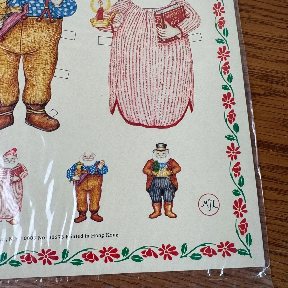 1984 Santa Costume Sheet Embossed Cut Out Vintage Christmas Craft‎ Paper Doll